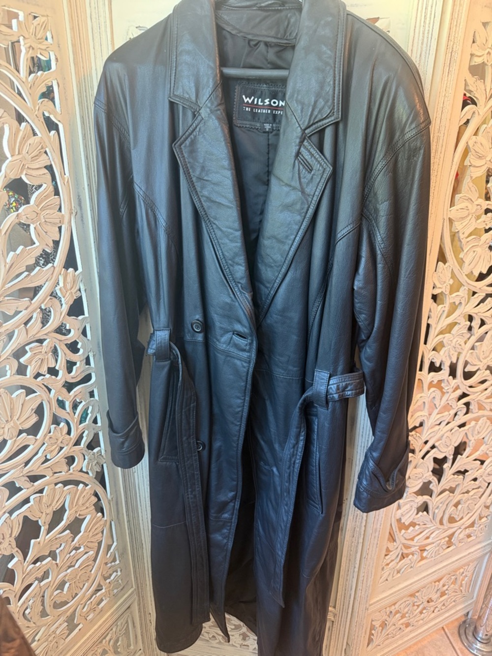 Wilson Black genuine Leather Belted Jacket